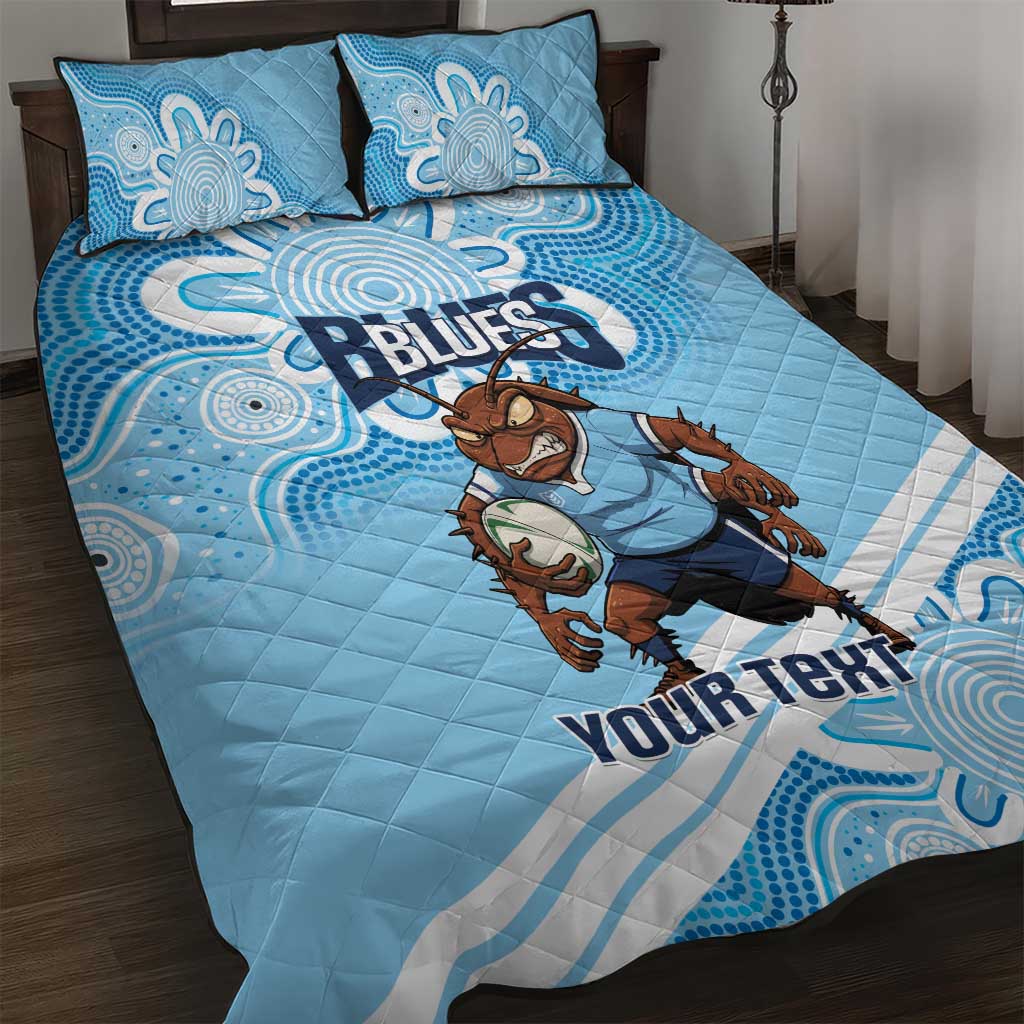 NSW Blues Rugby Custom Quilt Bed Set Go Cockroaches Aboriginal Art