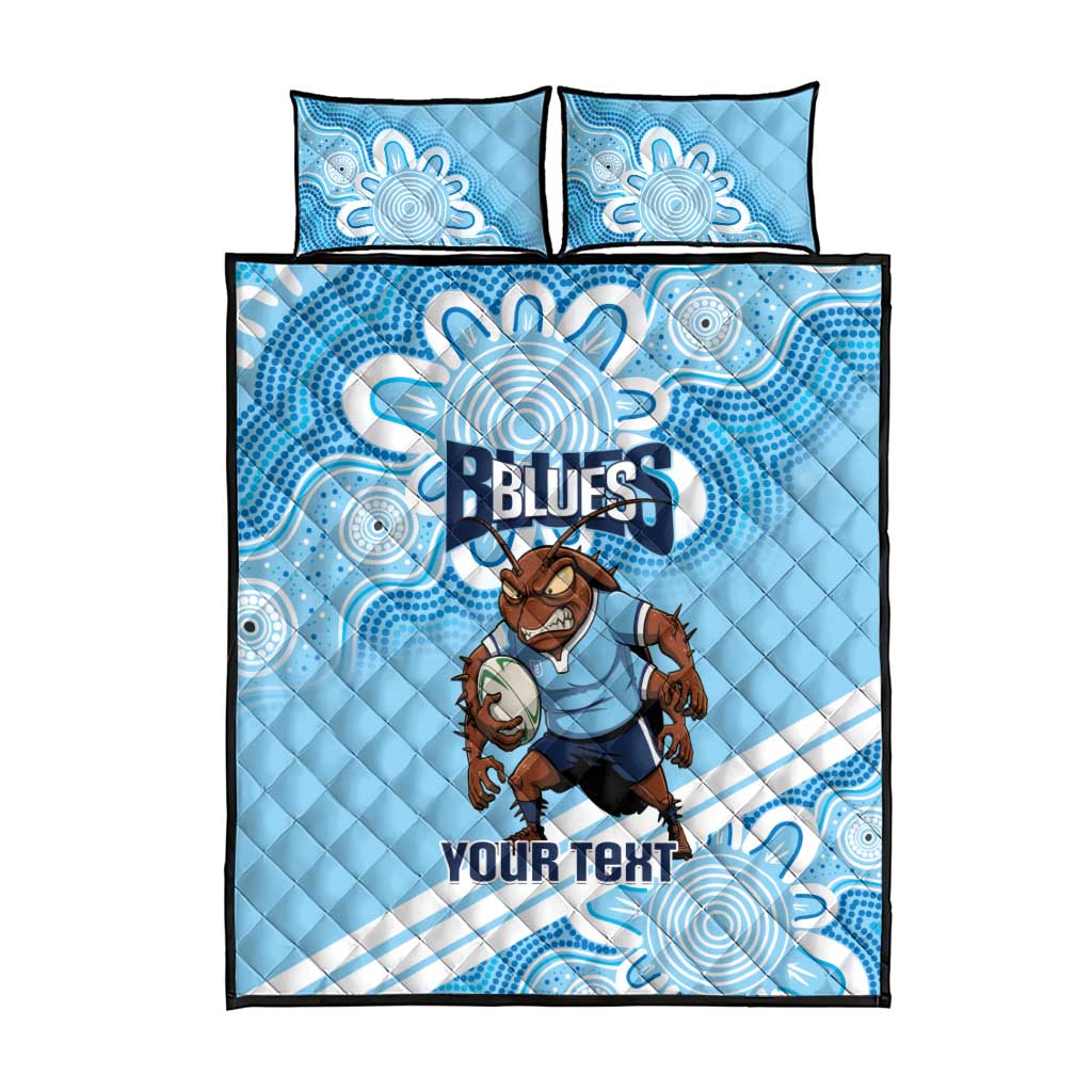 NSW Blues Rugby Custom Quilt Bed Set Go Cockroaches Aboriginal Art