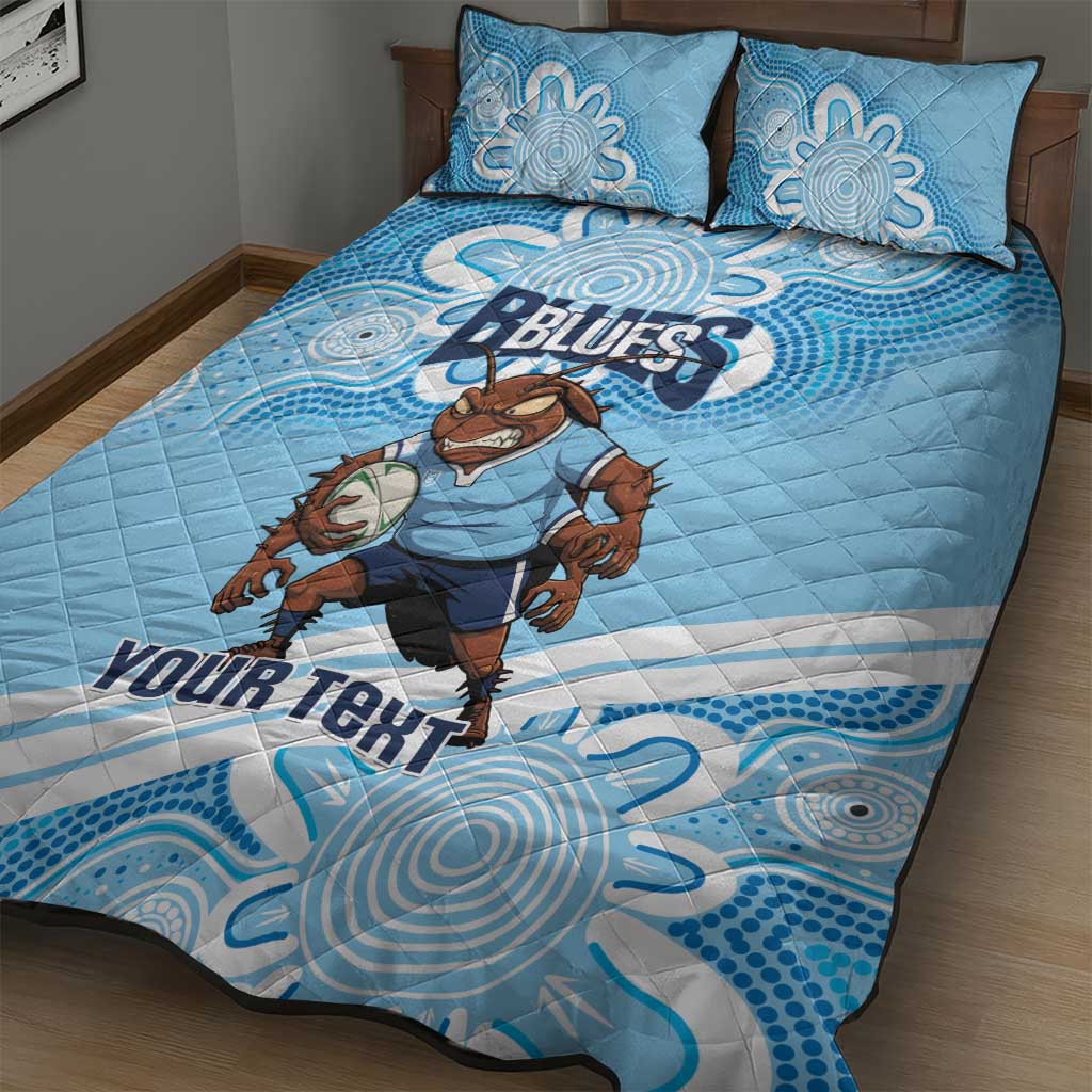 NSW Blues Rugby Custom Quilt Bed Set Go Cockroaches Aboriginal Art