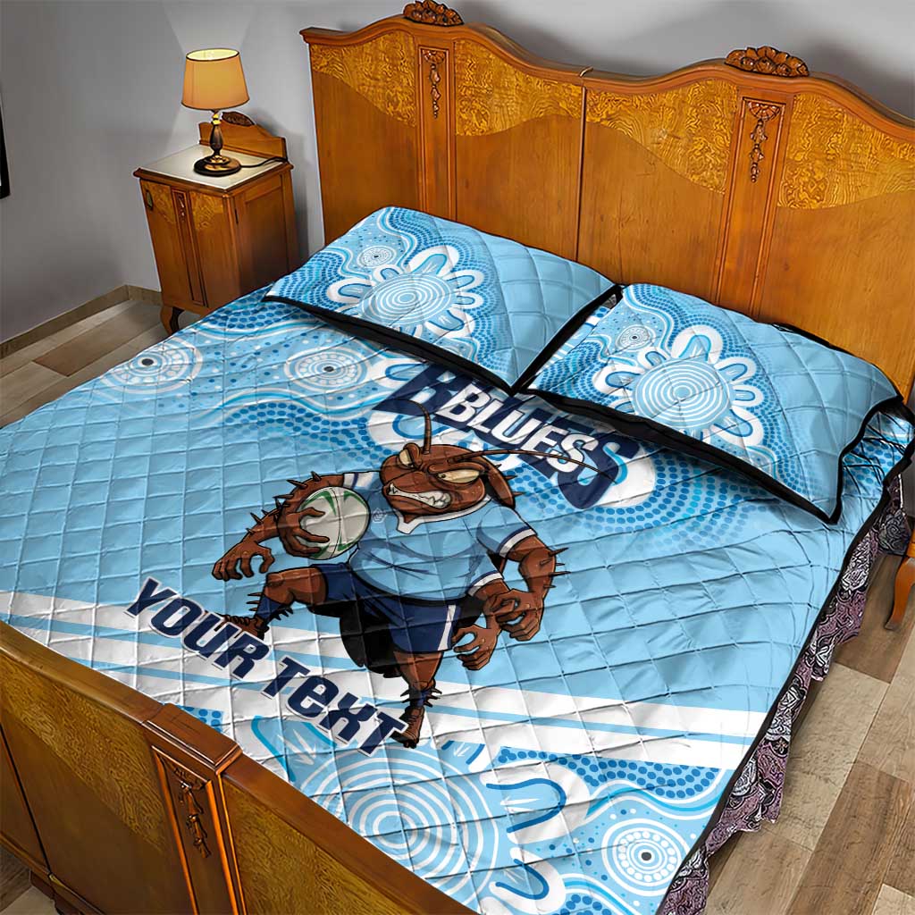 NSW Blues Rugby Custom Quilt Bed Set Go Cockroaches Aboriginal Art