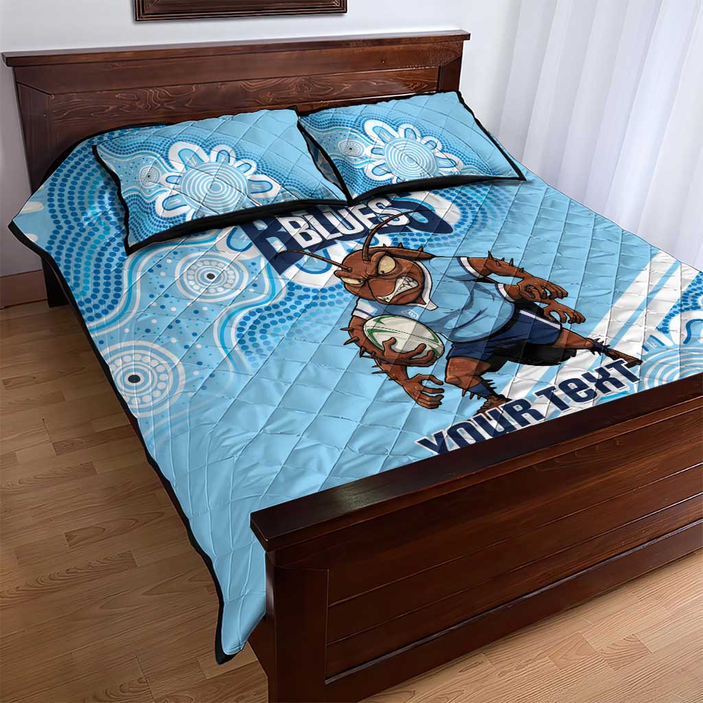 NSW Blues Rugby Custom Quilt Bed Set Go Cockroaches Aboriginal Art