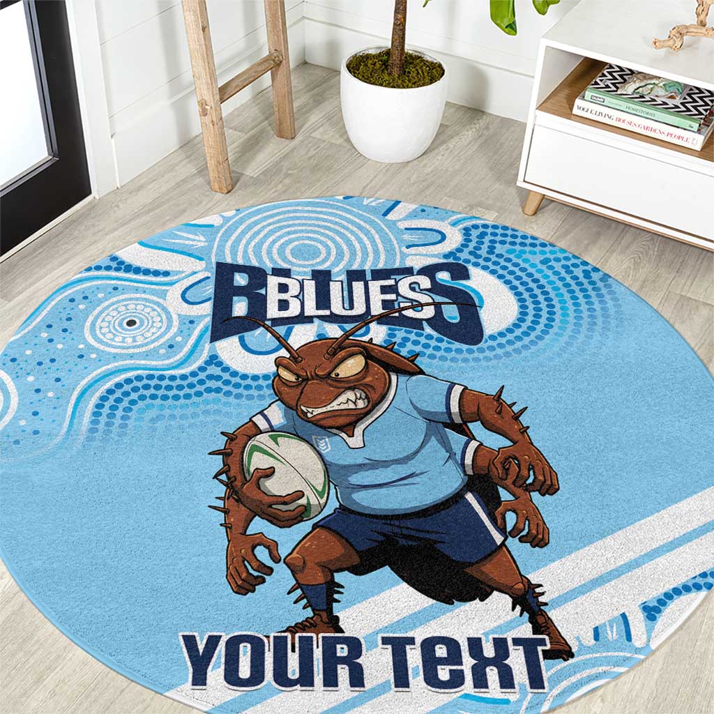 NSW Blues Rugby Custom Round Carpet Go Cockroaches Aboriginal Art