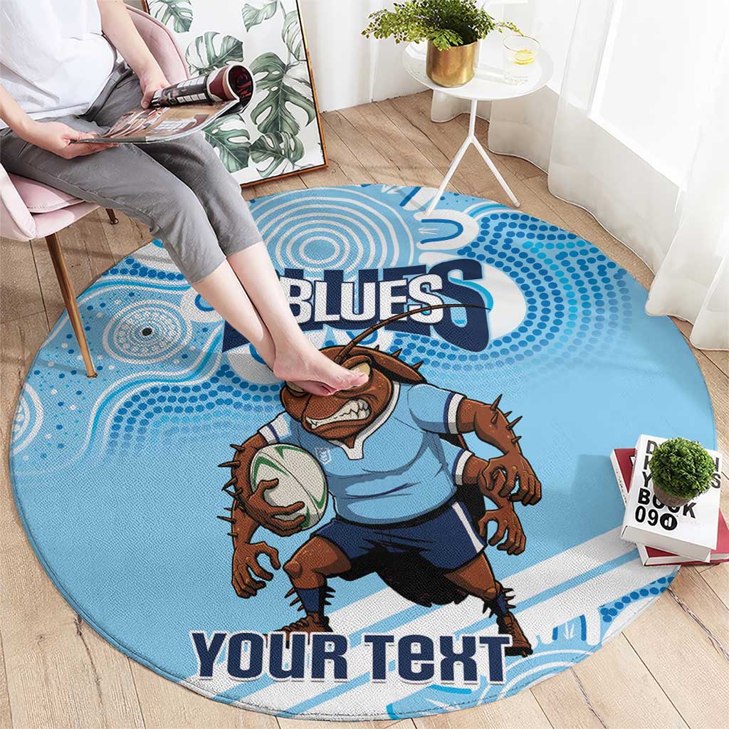NSW Blues Rugby Custom Round Carpet Go Cockroaches Aboriginal Art