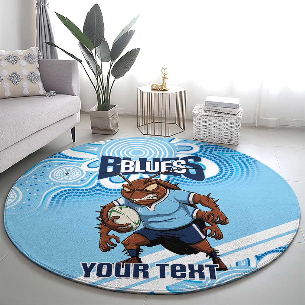 NSW Blues Rugby Custom Round Carpet Go Cockroaches Aboriginal Art