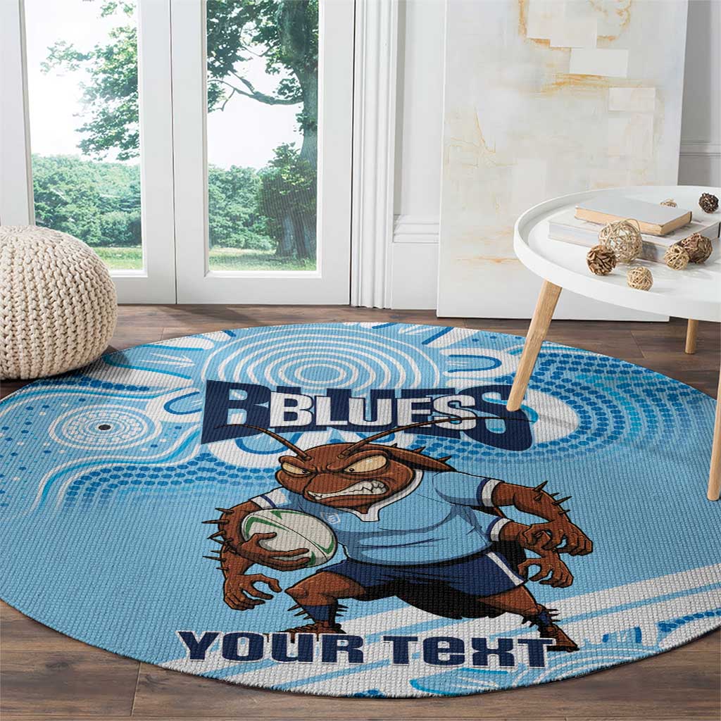 NSW Blues Rugby Custom Round Carpet Go Cockroaches Aboriginal Art