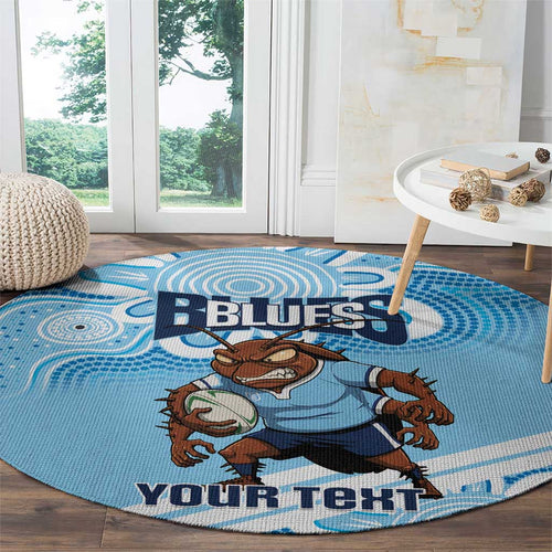 NSW Blues Rugby Custom Round Carpet Go Cockroaches Aboriginal Art
