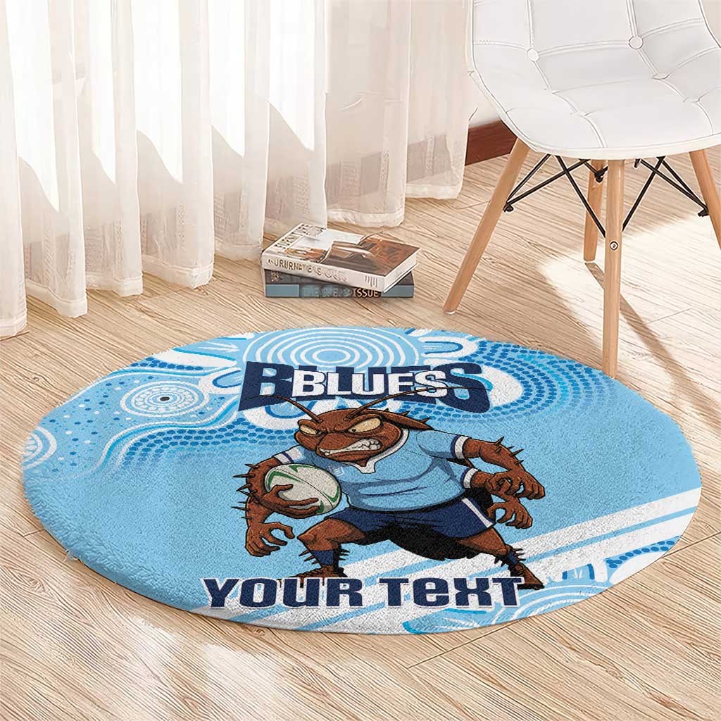 NSW Blues Rugby Custom Round Carpet Go Cockroaches Aboriginal Art