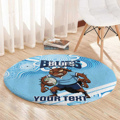 NSW Blues Rugby Custom Round Carpet Go Cockroaches Aboriginal Art