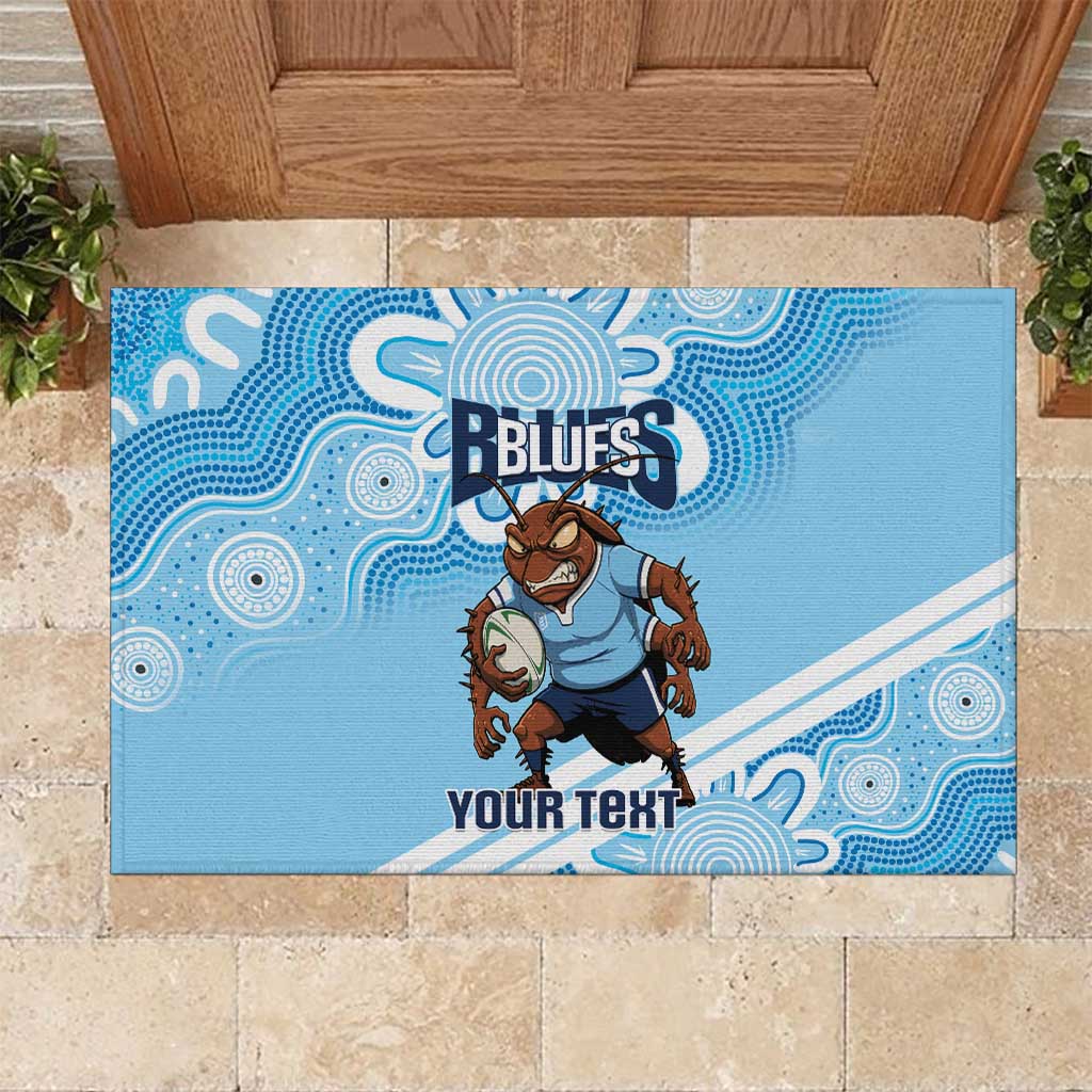 NSW Blues Rugby Custom Rubber Doormat Go Cockroaches Aboriginal Art