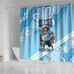 NSW Blues Rugby Custom Shower Curtain Go Cockroaches Aboriginal Art