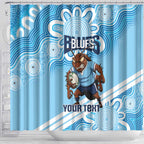NSW Blues Rugby Custom Shower Curtain Go Cockroaches Aboriginal Art