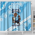 NSW Blues Rugby Custom Shower Curtain Go Cockroaches Aboriginal Art