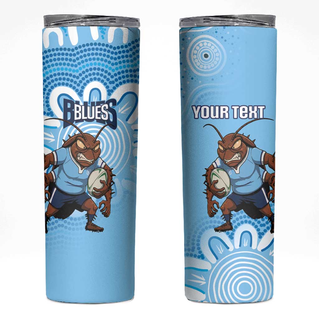 NSW Blues Rugby Custom Skinny Tumbler Go Cockroaches Aboriginal Art