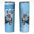 NSW Blues Rugby Custom Skinny Tumbler Go Cockroaches Aboriginal Art