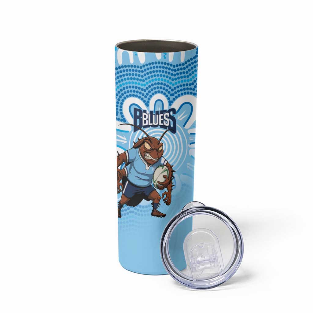 NSW Blues Rugby Custom Skinny Tumbler Go Cockroaches Aboriginal Art