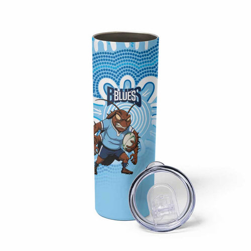 NSW Blues Rugby Custom Skinny Tumbler Go Cockroaches Aboriginal Art