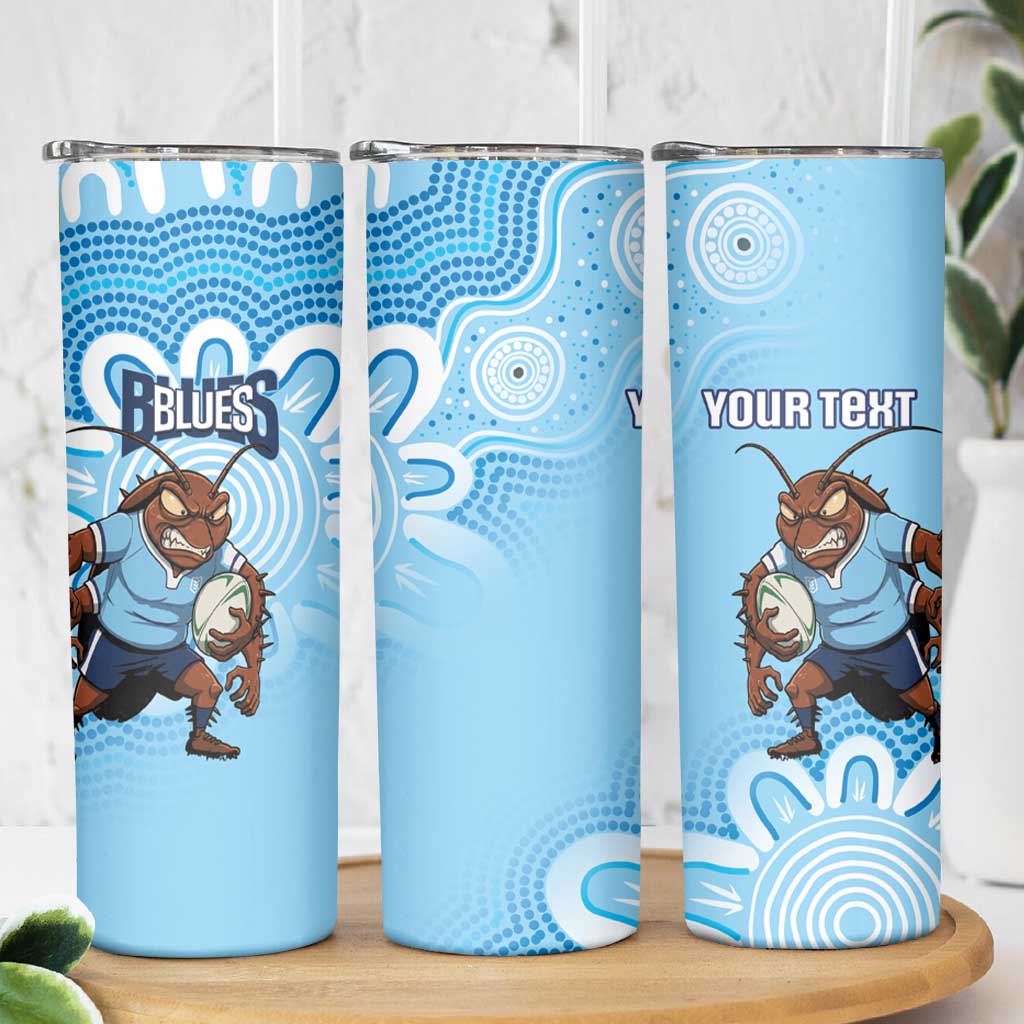 NSW Blues Rugby Custom Skinny Tumbler Go Cockroaches Aboriginal Art