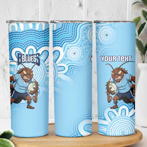NSW Blues Rugby Custom Skinny Tumbler Go Cockroaches Aboriginal Art