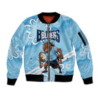 NSW Blues Rugby Custom Sleeve Zip Bomber Jacket Go Cockroaches Aboriginal Art