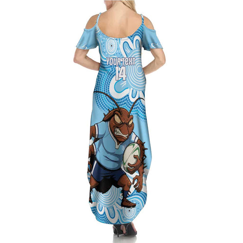 NSW Blues Rugby Custom Summer Maxi Dress Go Cockroaches Aboriginal Art