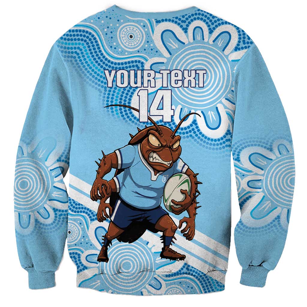 NSW Blues Rugby Custom Sweatshirt Go Cockroaches Aboriginal Art