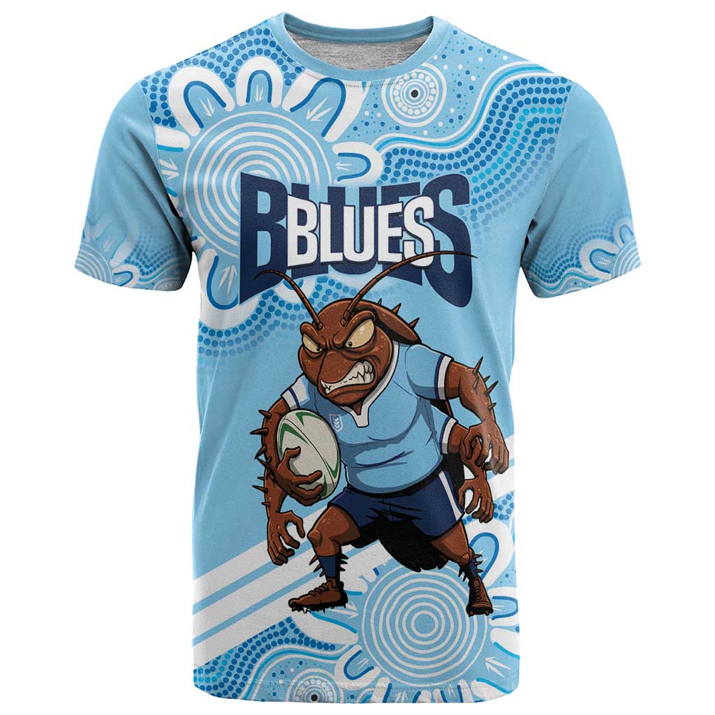 NSW Blues Rugby Custom T Shirt Go Cockroaches Aboriginal Art