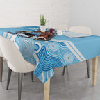 NSW Blues Rugby Custom Tablecloth Go Cockroaches Aboriginal Art