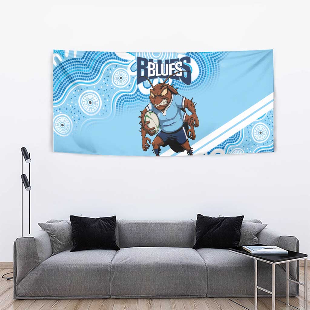 NSW Blues Rugby Custom Tapestry Go Cockroaches Aboriginal Art