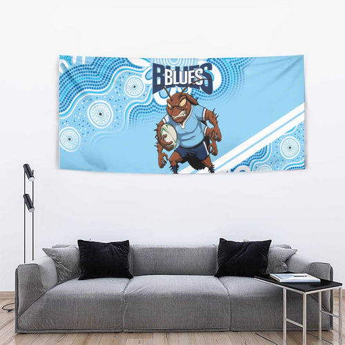 NSW Blues Rugby Custom Tapestry Go Cockroaches Aboriginal Art