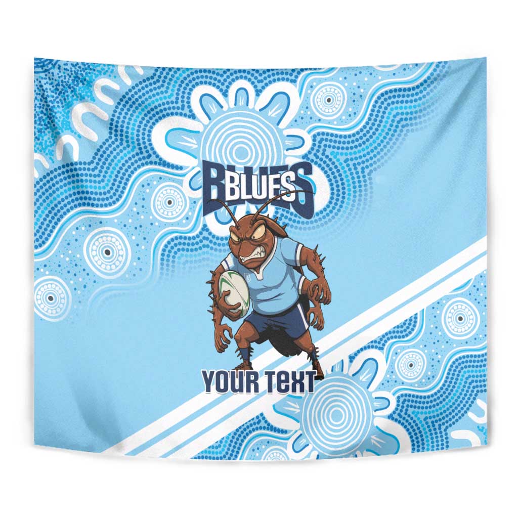 NSW Blues Rugby Custom Tapestry Go Cockroaches Aboriginal Art