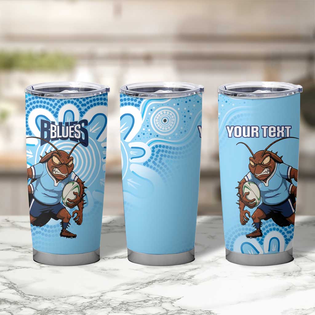 NSW Blues Rugby Custom Tumbler Cup Go Cockroaches Aboriginal Art