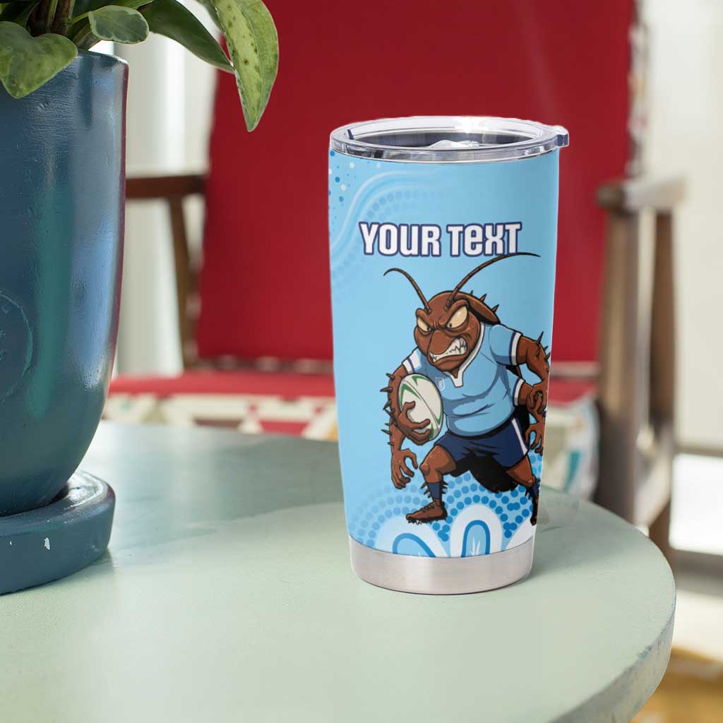 NSW Blues Rugby Custom Tumbler Cup Go Cockroaches Aboriginal Art