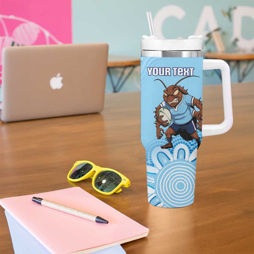 NSW Blues Rugby Custom Tumbler With Handle Go Cockroaches Aboriginal Art