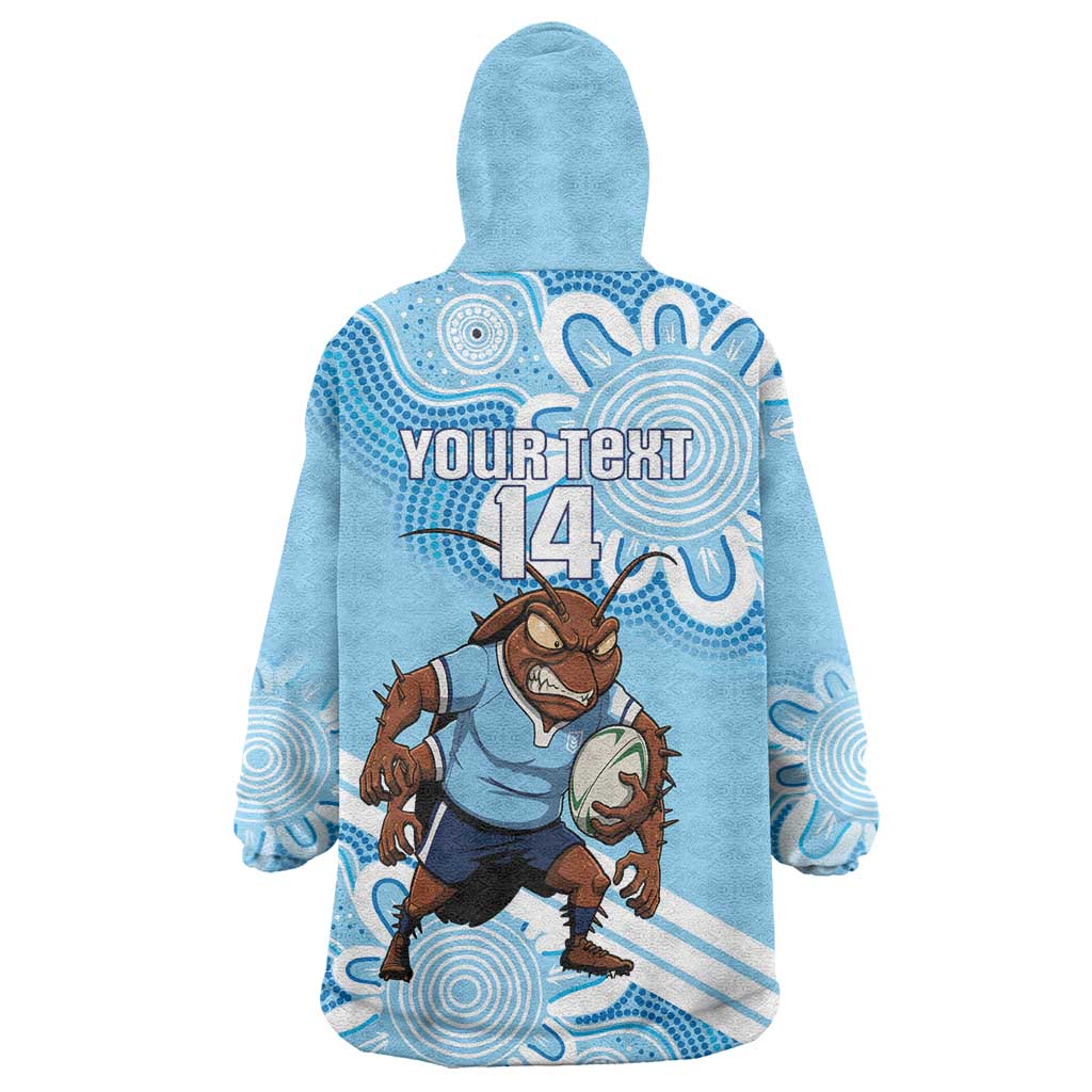 NSW Blues Rugby Custom Wearable Blanket Hoodie Go Cockroaches Aboriginal Art