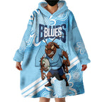 NSW Blues Rugby Custom Wearable Blanket Hoodie Go Cockroaches Aboriginal Art