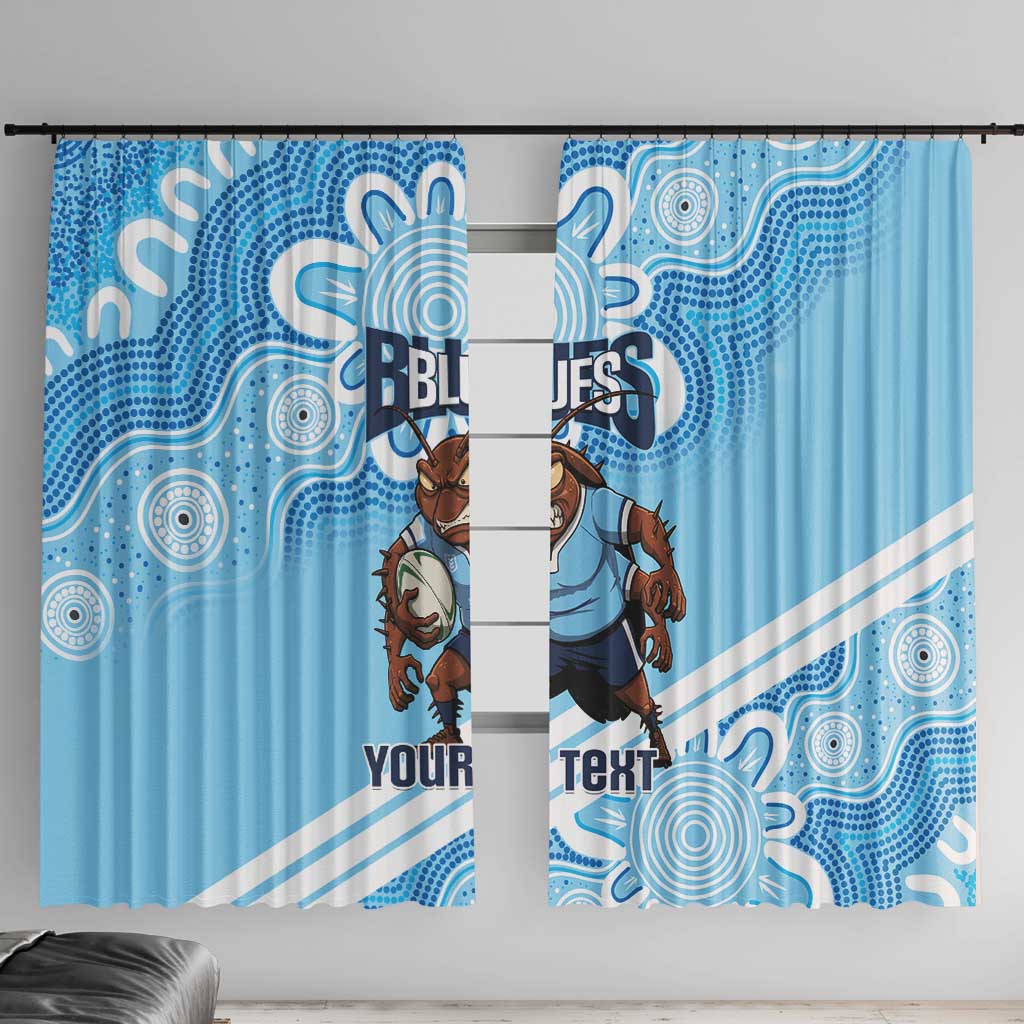 NSW Blues Rugby Custom Window Curtain Go Cockroaches Aboriginal Art
