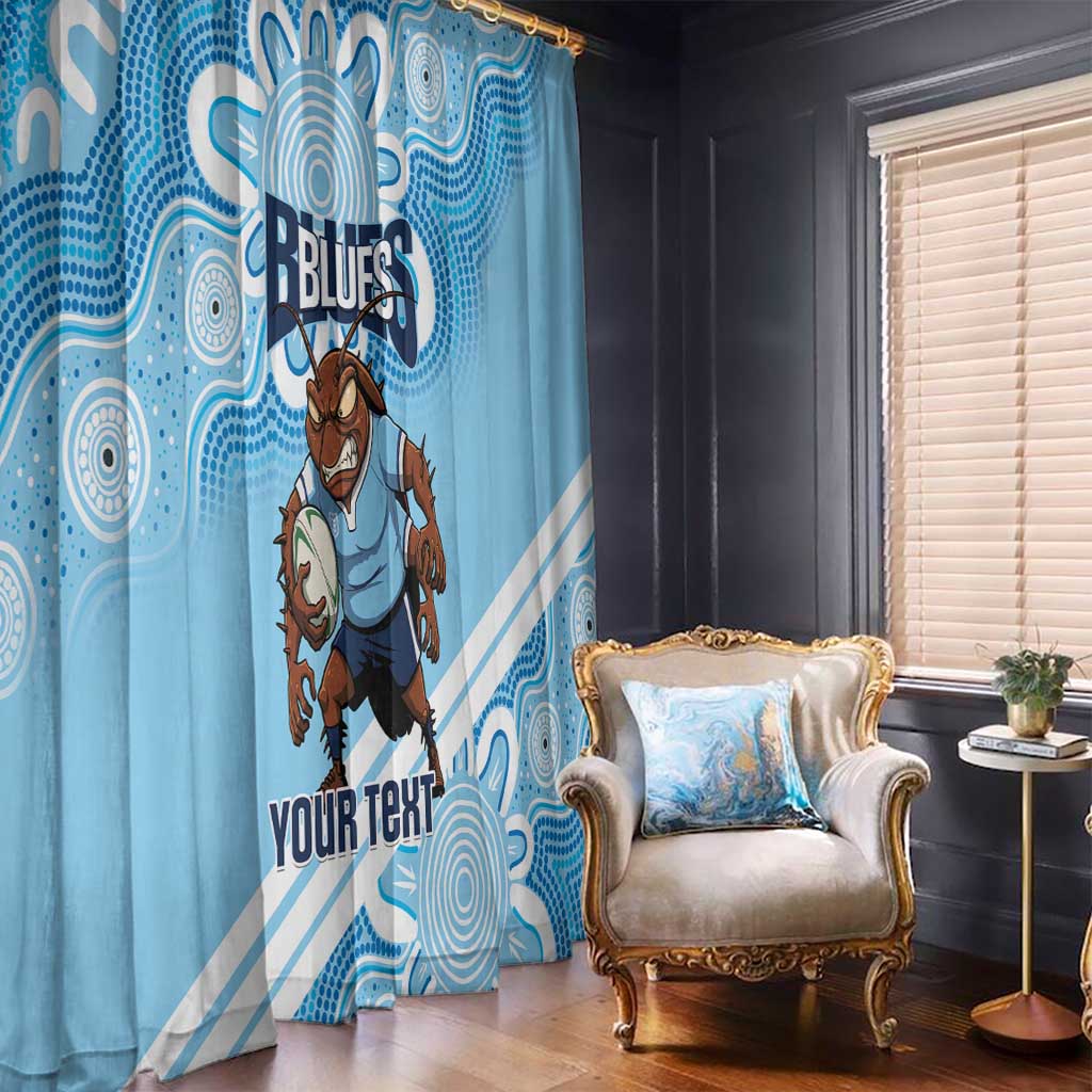 NSW Blues Rugby Custom Window Curtain Go Cockroaches Aboriginal Art