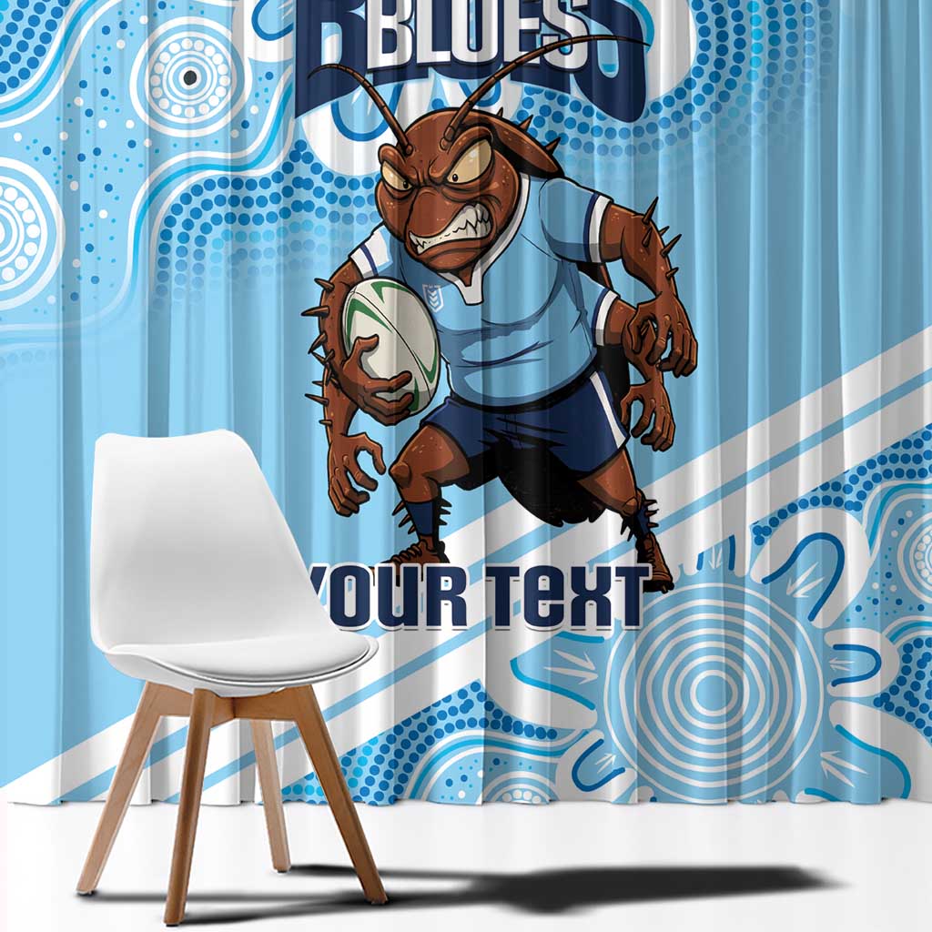 NSW Blues Rugby Custom Window Curtain Go Cockroaches Aboriginal Art