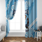 NSW Blues Rugby Custom Window Curtain Go Cockroaches Aboriginal Art