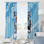 NSW Blues Rugby Custom Window Curtain Go Cockroaches Aboriginal Art