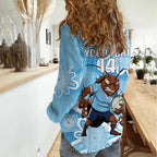 NSW Blues Rugby Custom Women Casual Shirt Go Cockroaches Aboriginal Art