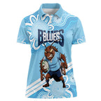 NSW Blues Rugby Custom Women Polo Shirt Go Cockroaches Aboriginal Art