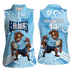 NSW Blues Rugby Custom Women Sleeveless Polo Shirt Go Cockroaches Aboriginal Art