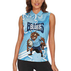 NSW Blues Rugby Custom Women Sleeveless Polo Shirt Go Cockroaches Aboriginal Art