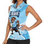 NSW Blues Rugby Custom Women Sleeveless Polo Shirt Go Cockroaches Aboriginal Art