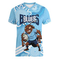 NSW Blues Rugby Custom Women V-Neck T-Shirt Go Cockroaches Aboriginal Art