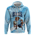 NSW Blues Rugby Custom Zip Hoodie Go Cockroaches Aboriginal Art