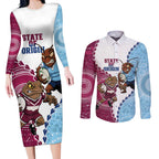 QLD Maroons and NSW Blues 2025 Couples Matching Long Sleeve Bodycon Dress and Long Sleeve Button Shirt Come On Together