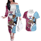 QLD Maroons and NSW Blues 2025 Couples Matching Off The Shoulder Long Sleeve Dress and Hawaiian Shirt Come On Together