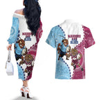 QLD Maroons and NSW Blues 2025 Couples Matching Off The Shoulder Long Sleeve Dress and Hawaiian Shirt Come On Together
